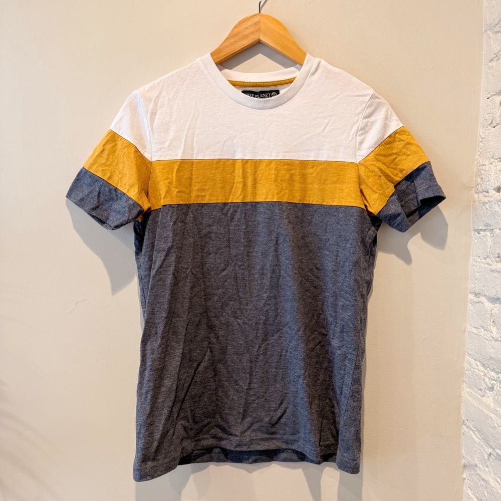 Free Planet Color Block Short Sleeve T Shirt
